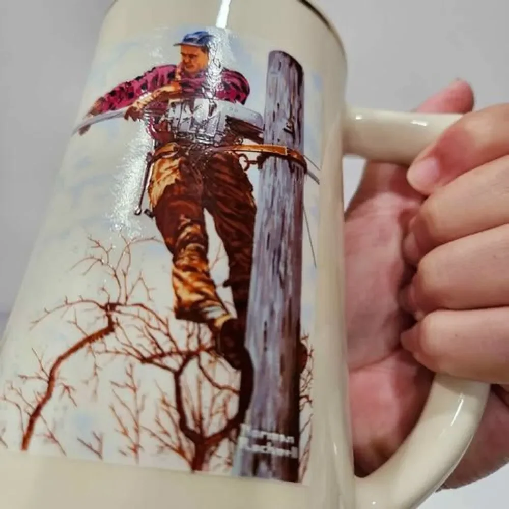 Norman Rockwell AT&T Telephone Lineman Plate and Limited Edition Tankard Mug. 2